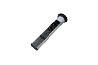 Блок розеток 105S 3 секции серебро+черный механический d=60мм 2 USB